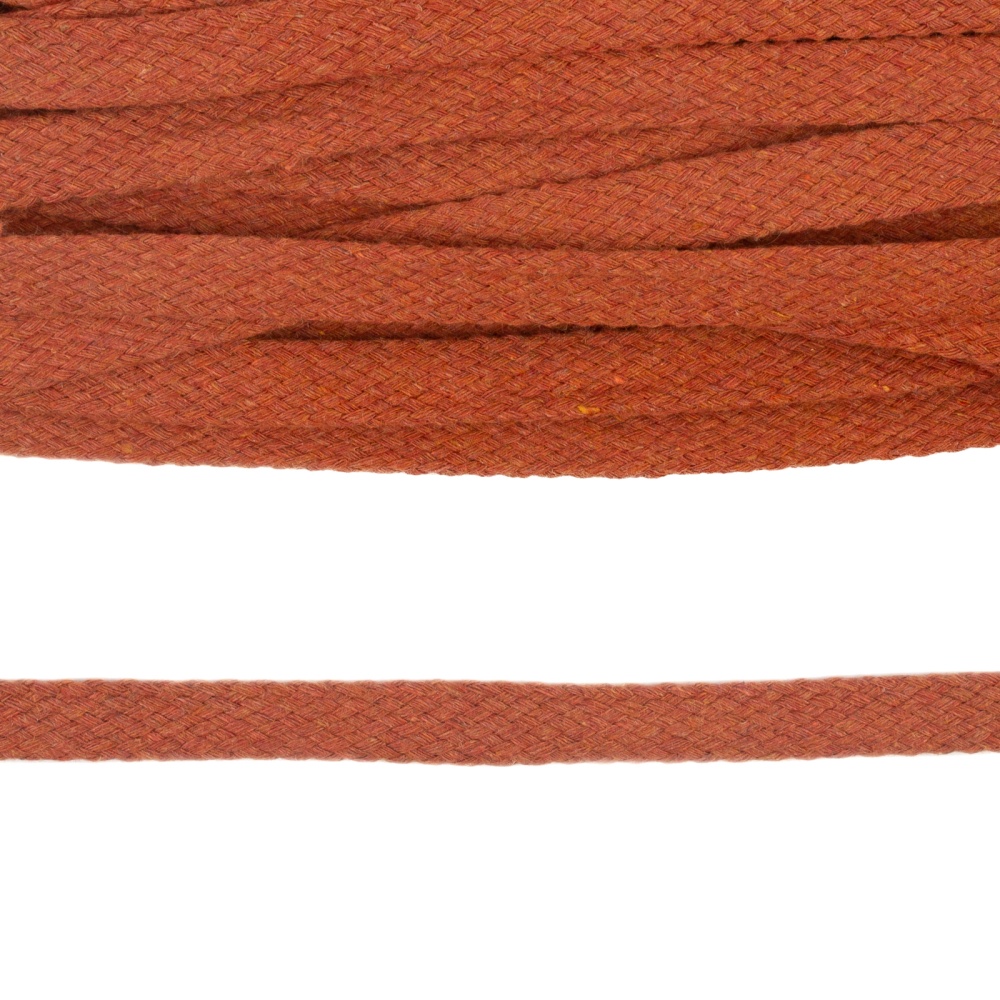 Шнур плоский 12мм х/б турецкое плетение  (009, морковный)