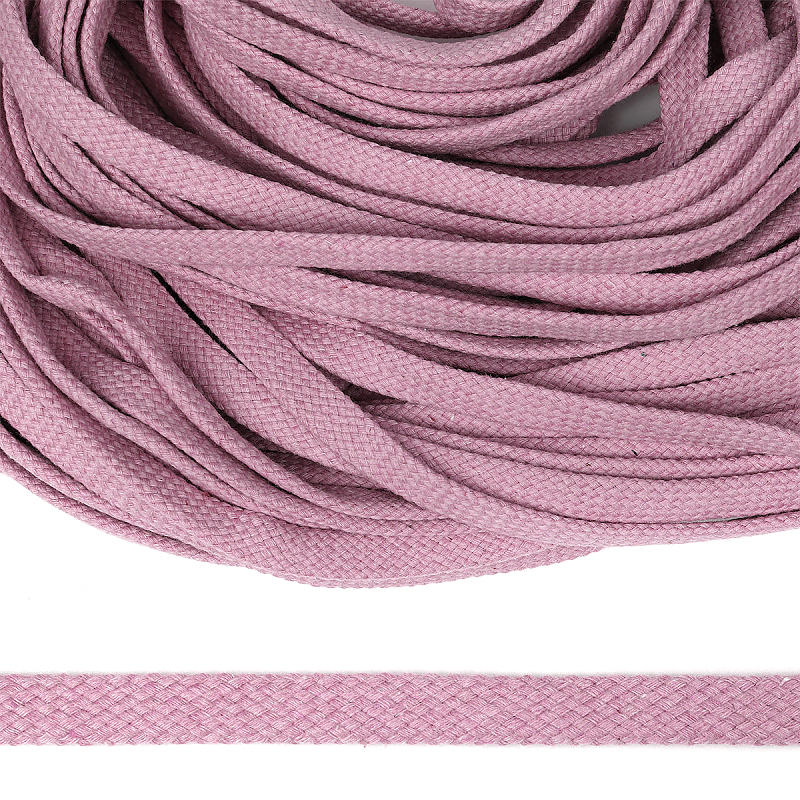Шнур плоский 12мм х/б турецкое плетение  (010, розовый)