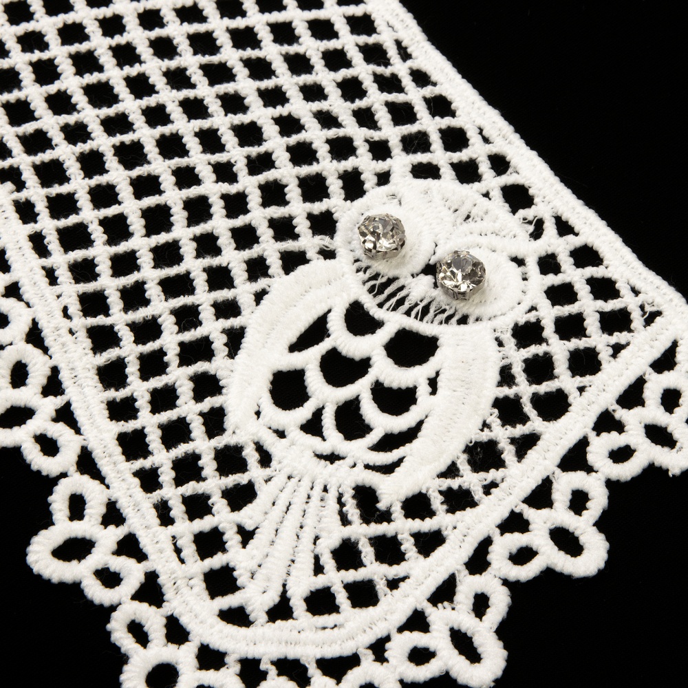 Воротник пришивной кружево белые совы комплект из 2-х частей