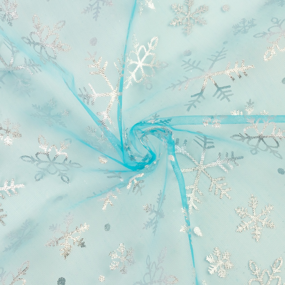 Органза декоративная снежинки 43740 (3, голубой)