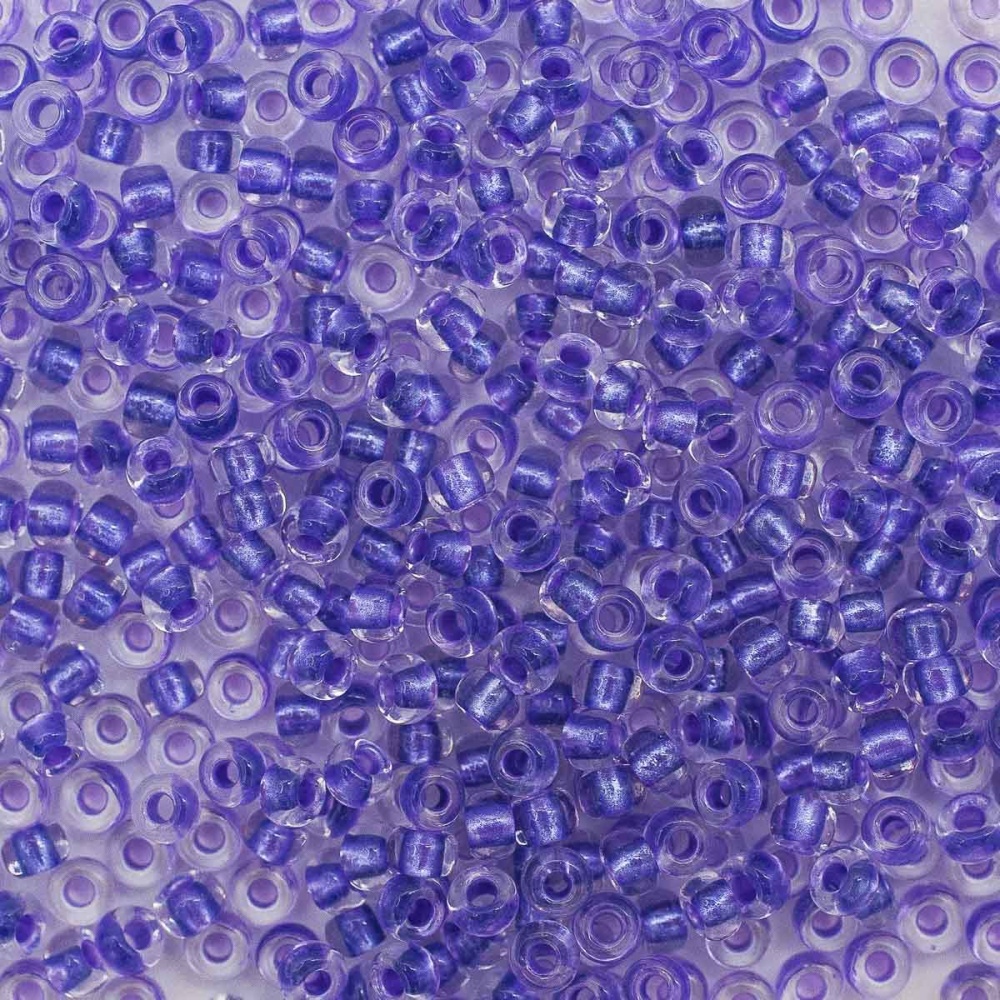 Бисер Preciosa 10/0 ~5гр  (38928, прозрачный, фиолетовая перламутровая линия внутри)