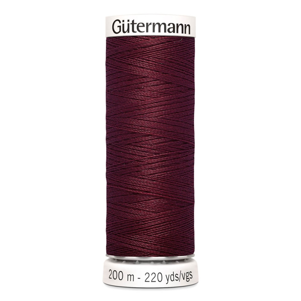 Нить Sew-All 100/200 м для всех материалов, 100% полиэстер Gutermann (369, бордо)