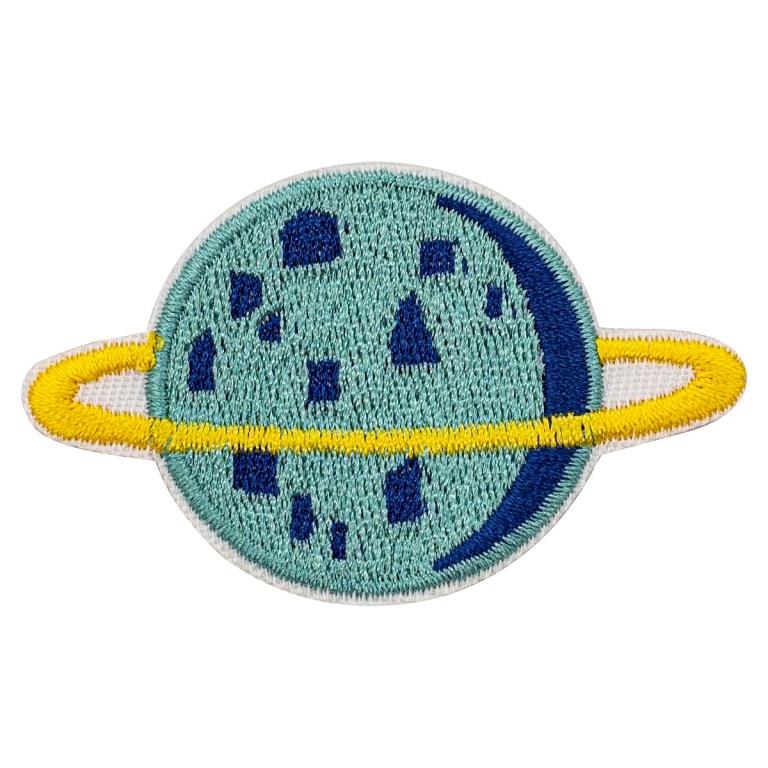 Термоаппликация 'Сине-голубая планета с желтым кольцом', 6.8*4.2см