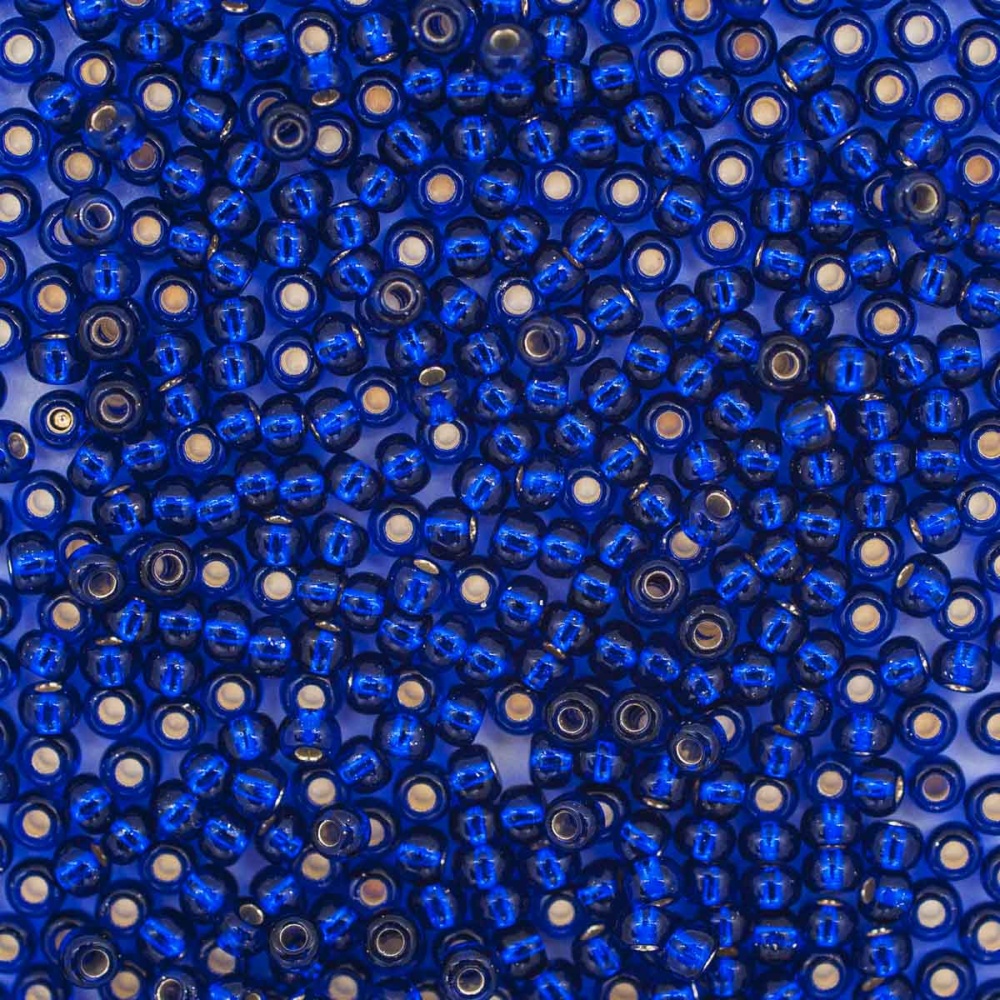 Бисер Preciosa 10/0 ~5гр  (37100, синий, серебряная линия внутри)