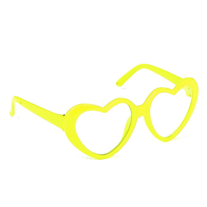 Очки без стекла сердце пластик 8см  (желтый)