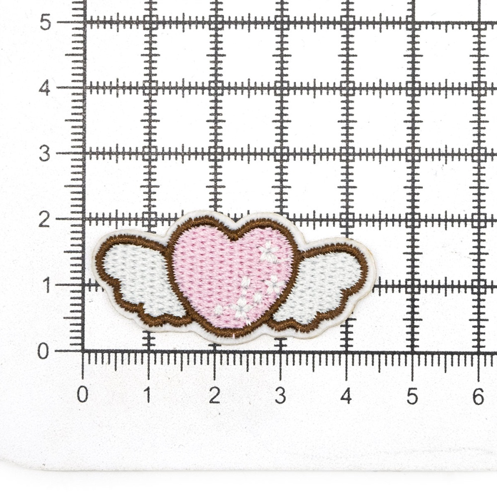Термоаппликация 'Сердце с крыльями', розовое 4,3*2см, Hobby&Pro