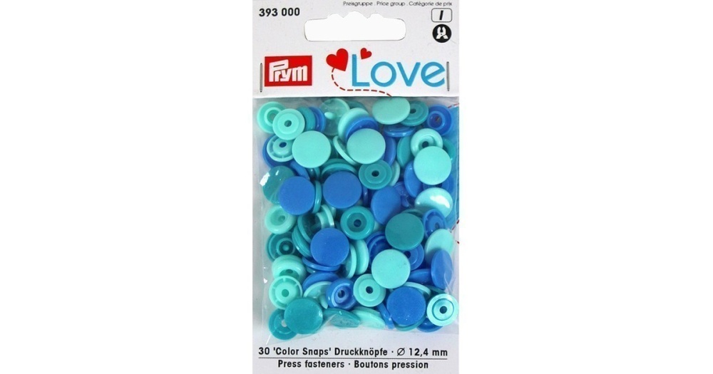 Кнопки Color Snaps PrymLove 12мм голубой/синий 30шт