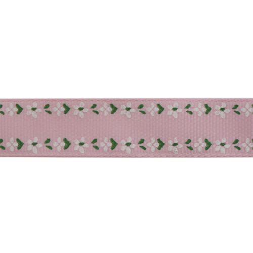 Лента репсовая "Цветочный орнамент" 1,5см (уп=22,86м)  (2, св.розовый)