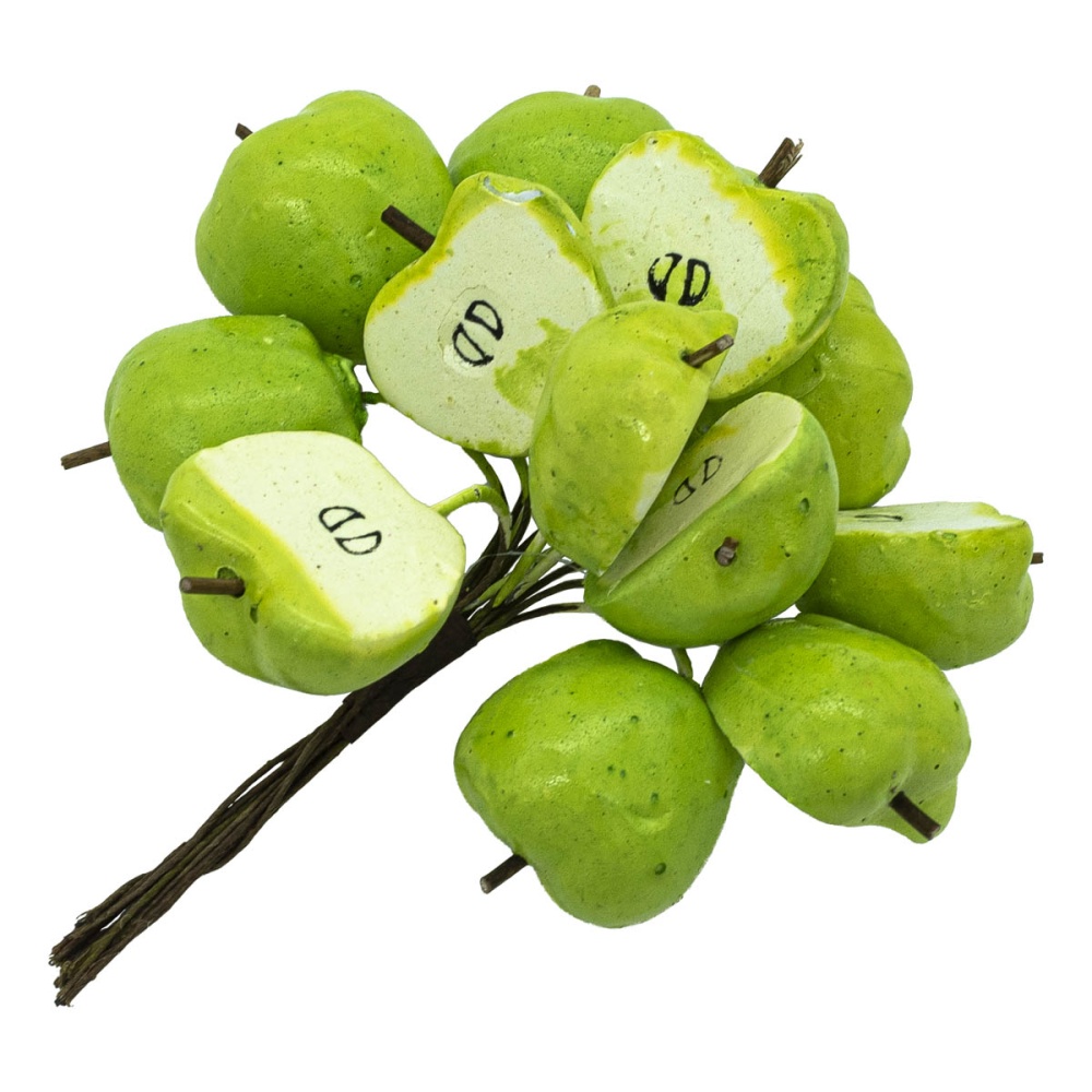 Декоративный букетик Яблоки половинки зеленые 12шт