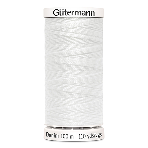 Нить Denim 50/100 м для пошива изделий из джинсовых материалов, 100% полиэстер Gutermann (1016, молочный)
