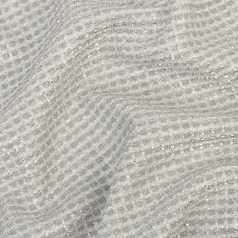 Декоративная ткань песок с глиттером 43738 (2, серебро)