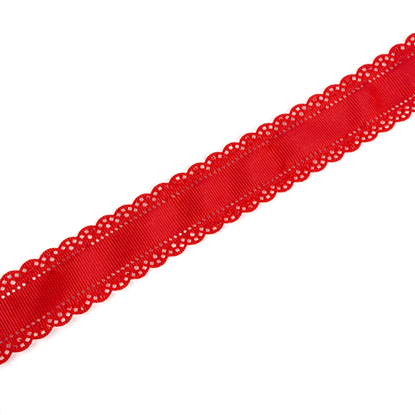 Лента репсовая с ажурными краями, 3 см  (красный)