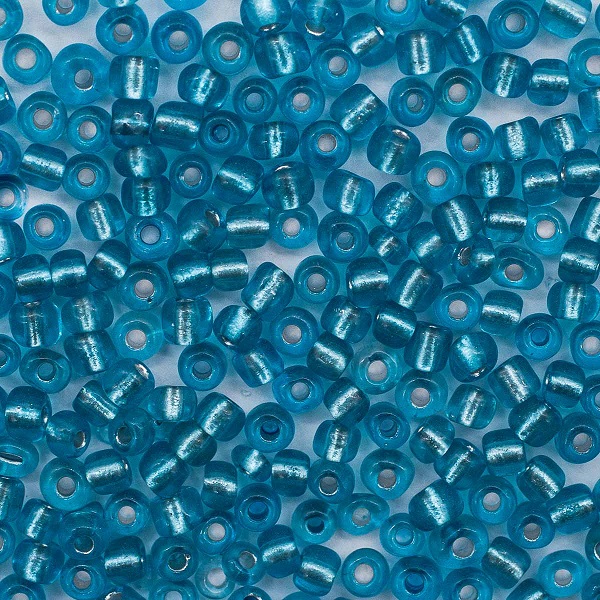 Бисер "Astra&Craft" (стекло) 6/0 крупный (уп=15гр)   (23В, голубой/прозр.серебрист.центр)