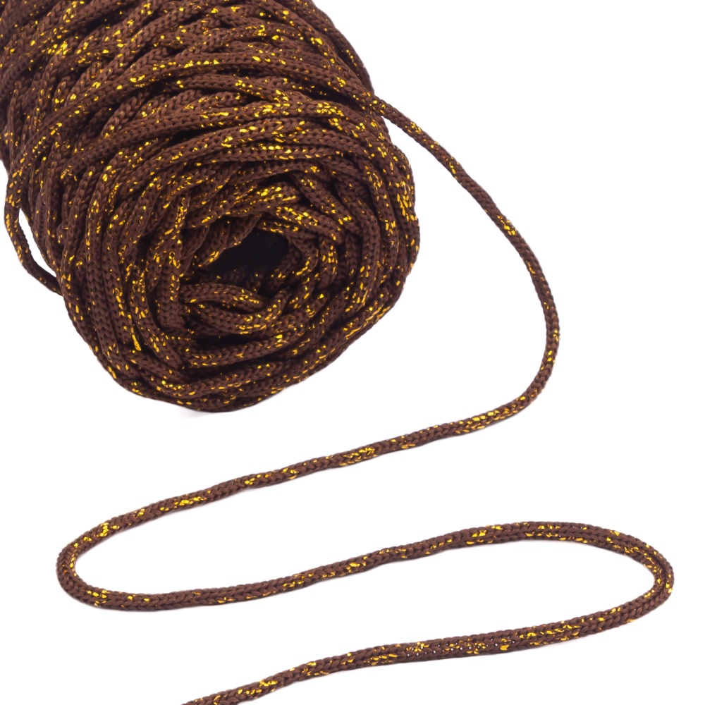 Шнур полиэф.для вязания  3мм с люрексом, 100м (шоколадное пралине с люрексом)
