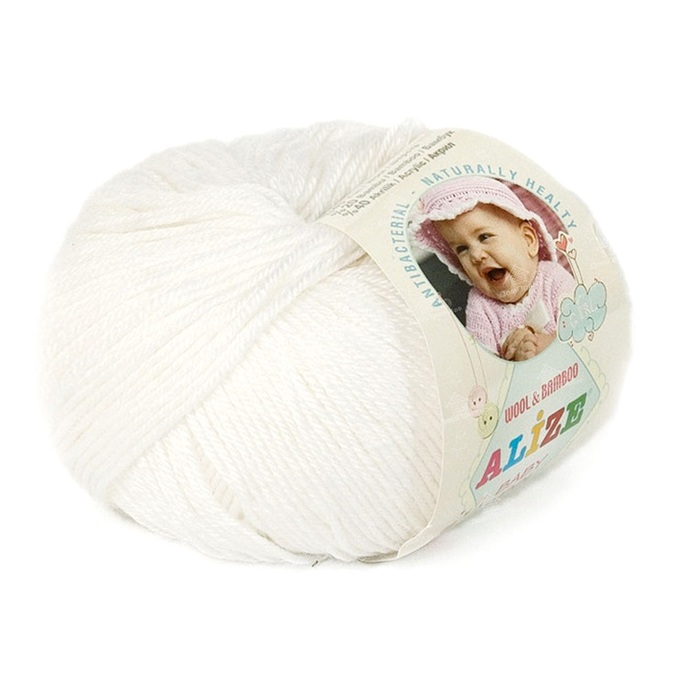 Пряжа "Baby wool" 20%бамбук 40%шерсть 40%акрил 50г/175м  (55, белый)