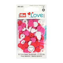 Kнопки 'Сердце' Color Snaps Prym Love, красный/белый/розовый, 12мм, 30шт Prym