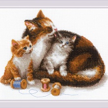 Набор для вышивания крестом «Кошка с котятами»