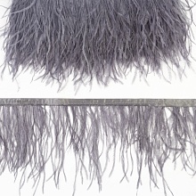 Тесьма из перьев страуса на ленте 10-15 см 42037 (99, т.серый)