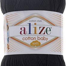 Пряжа "Cotton Baby Soft" 50%хлопок 50%акрил 100г/270м    (60, черный)