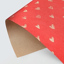 Бумага упаковочная крафт «Сердечки», фон красный, 50×70 см