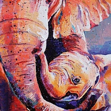 Набор для раскрашивания по номерам 40х50 см Слон и слоненок