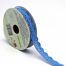 Кружевная лента "Рукоделие" 10мм х 3м (цвет: темно-голубой)