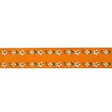 Лента репсовая "Цветочный орнамент" 1,5см (уп=22,86м)  (1, оранжевый)