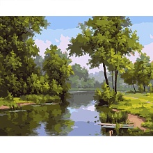 Картина по номерам, 40*50см Река в лесу (худ Бабичев В.) 