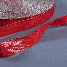 Лента киперная декоративная цветная №7486 20 мм   (26, красный/серебро)