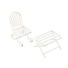 Металлические чайный столик и кресло белые; Стол: 6*4см Кресло:4*7.5см