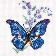 EH364 "Синюха и бабочка" 8,5х9,5 см, Набор для вышивания РТО 