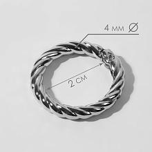 Кольцо-карабин, плетёное, d = 20/28, толщина - 4 мм, 5 шт, цвет серебряный