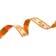 Тестма жаккард "подснежники" 20мм (оранжевый)