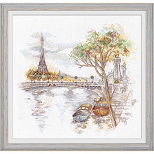 1044 "Осень в Париже" 27×25 см. Набор для вышивания "Овен"