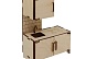 Деревянная заготовка Кукольная мебель 'Кухонный модуль навесной шкаф и мойка' 10*5*14,5 см