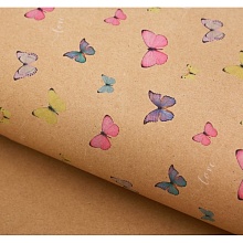 Бумага упаковочная крафт «Воздушные бабочки», 50х70 см