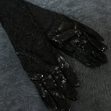 Перчатки длинные паетки №6855  (2, черный)