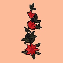 Термоаппликация «Цветы», 20 × 7 см, цвет красный
