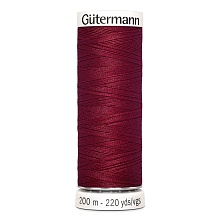 Нить Sew-All 100/200 м для всех материалов, 100% полиэстер Gutermann (910, бордо)