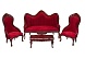 Набор софа, 2 кресла и чайный столик, махагон