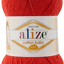 Пряжа "Cotton Baby Soft" 50%хлопок 50%акрил 100г/270м    (104, св. красный)
