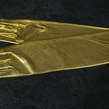 Перчатки лайкра металлик длинные №6850    (1, золото)