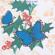 кткн 013(р) Бабочки на смородине 15x13,5см Набор крестом канва с  рисунком