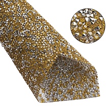 Стразовое полотно на силиконовой основе 24*40 см  (14, золото/серебро)