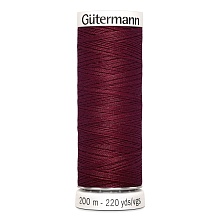 Нить Sew-All 100/200 м для всех материалов, 100% полиэстер Gutermann (368, бордо)