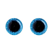 Глаза винтовые с заглушками, «Блёстки» размер: 1,4 см, цвет голубой (уп=2ш...