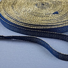 Лента киперная декоративная цветная №7456 10 мм (120, т.синий/золото)