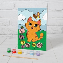 Картина по номерам «Котёнок с бабочкой» 21х15 см 