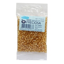  Бисер Preciosa 10/0 20гр (17020, золотистый, серебряная линия внутри)