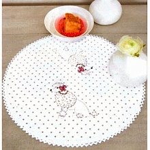 Набор для вышивания салфетка круглая "Белые пудели" 30 см, RICO DESIGN